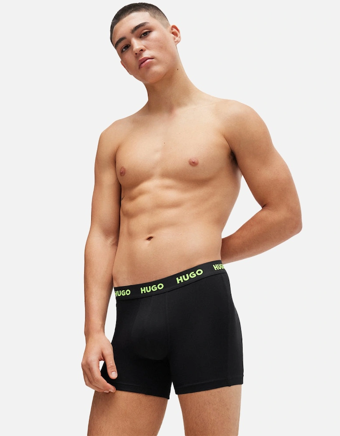 3-Pack Neon Logo Boxer Briefs, Black