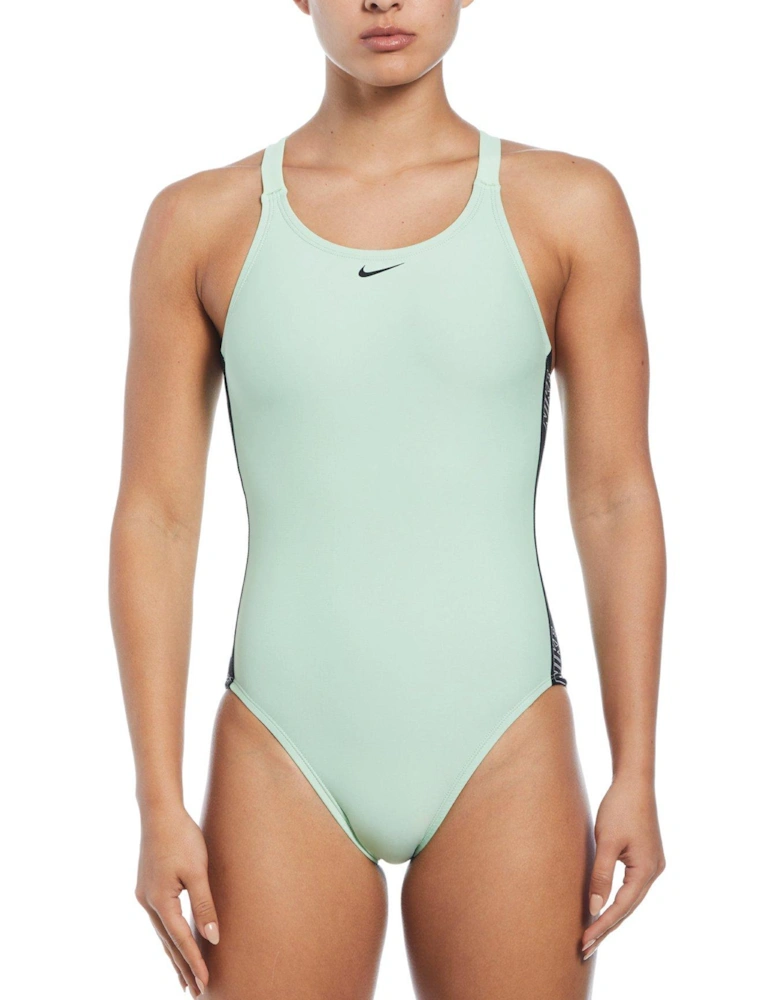 Women's Fusion Logo Tape Fitness Fastback One Piece-Green