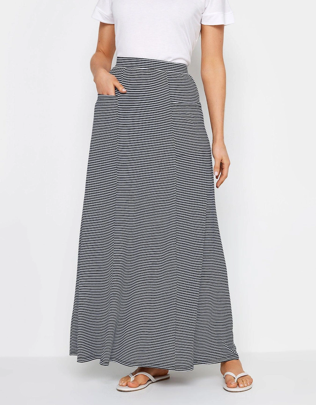 Tall Navy Stripe Fit And Flare Skirt, 2 of 1