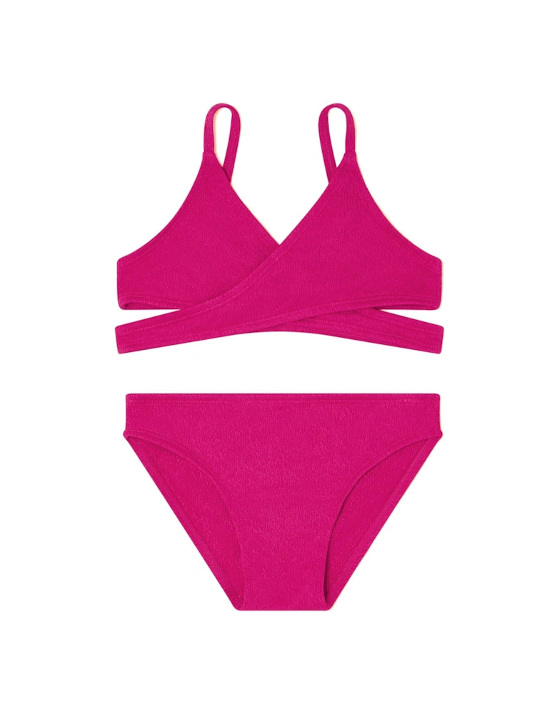 Girls Texture Wrap Bikini - Pink