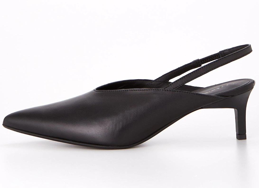 Geo Slingback Leather Heel - Black, 6 of 5