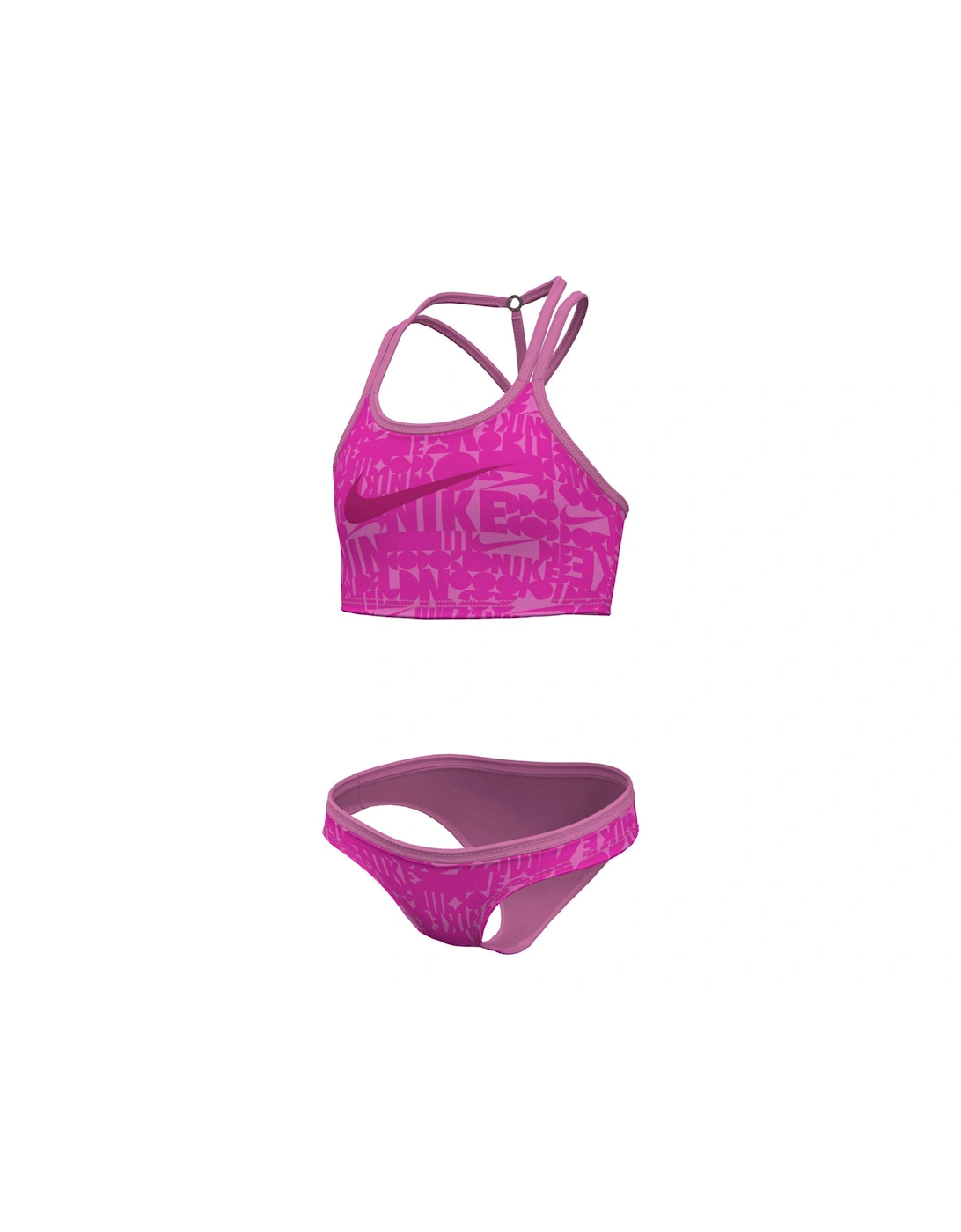 Retro Flow Girl's T-crossback Midkini Set-pink, 2 of 1