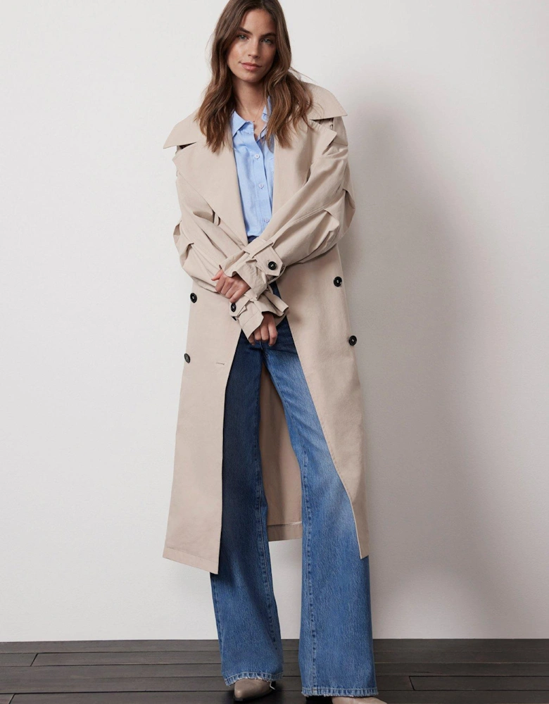 Stone Relaxed Cotton Trench