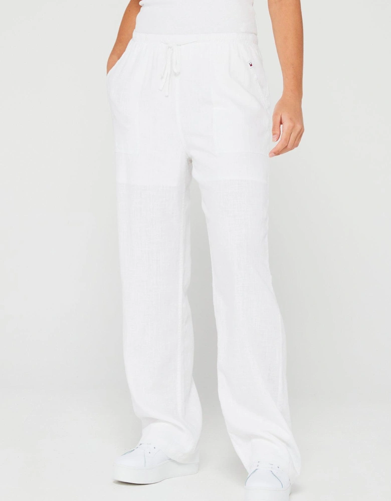 Wide Leg Linen Pants - White