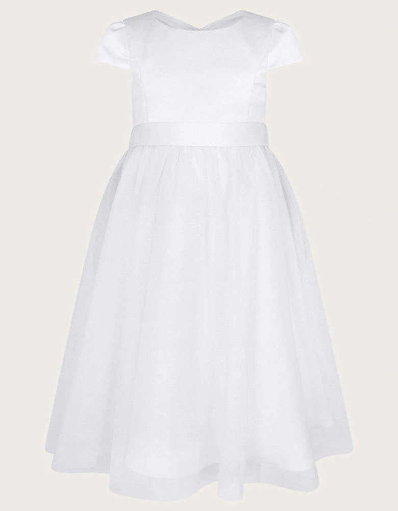 Girls Tulle Communion Bridesmaid Dress - White