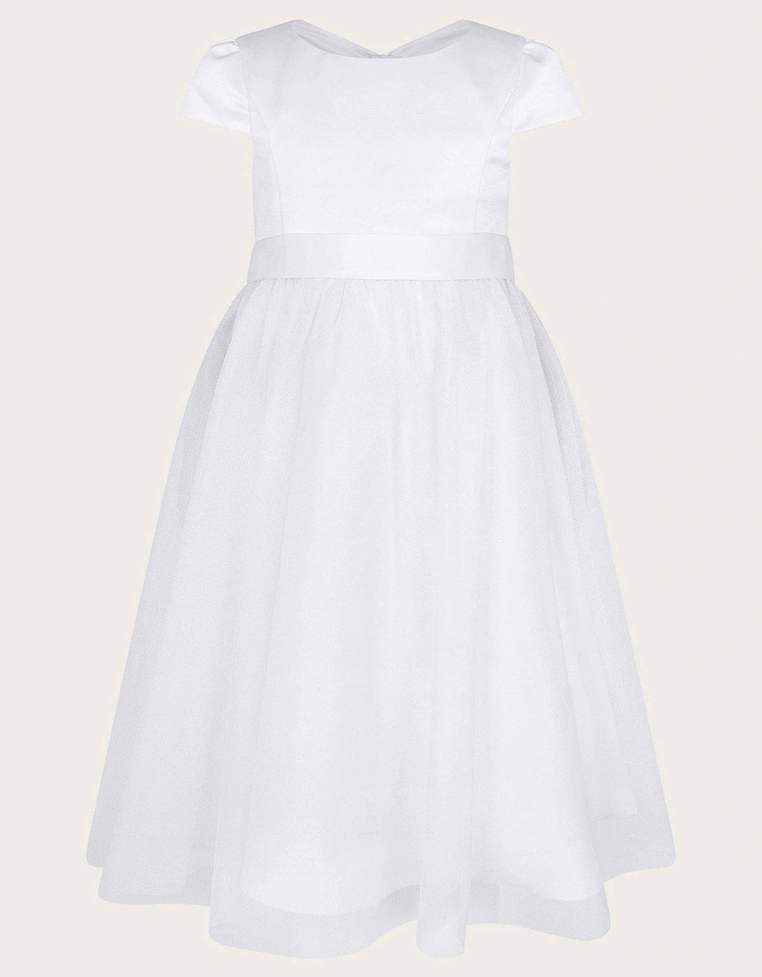 Girls Tulle Communion Bridesmaid Dress - White, 2 of 1
