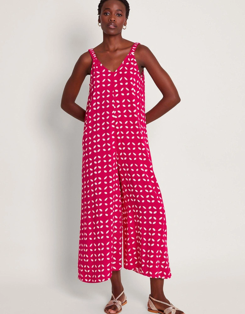 Isla Petal Print Jumpsuit - Pink
