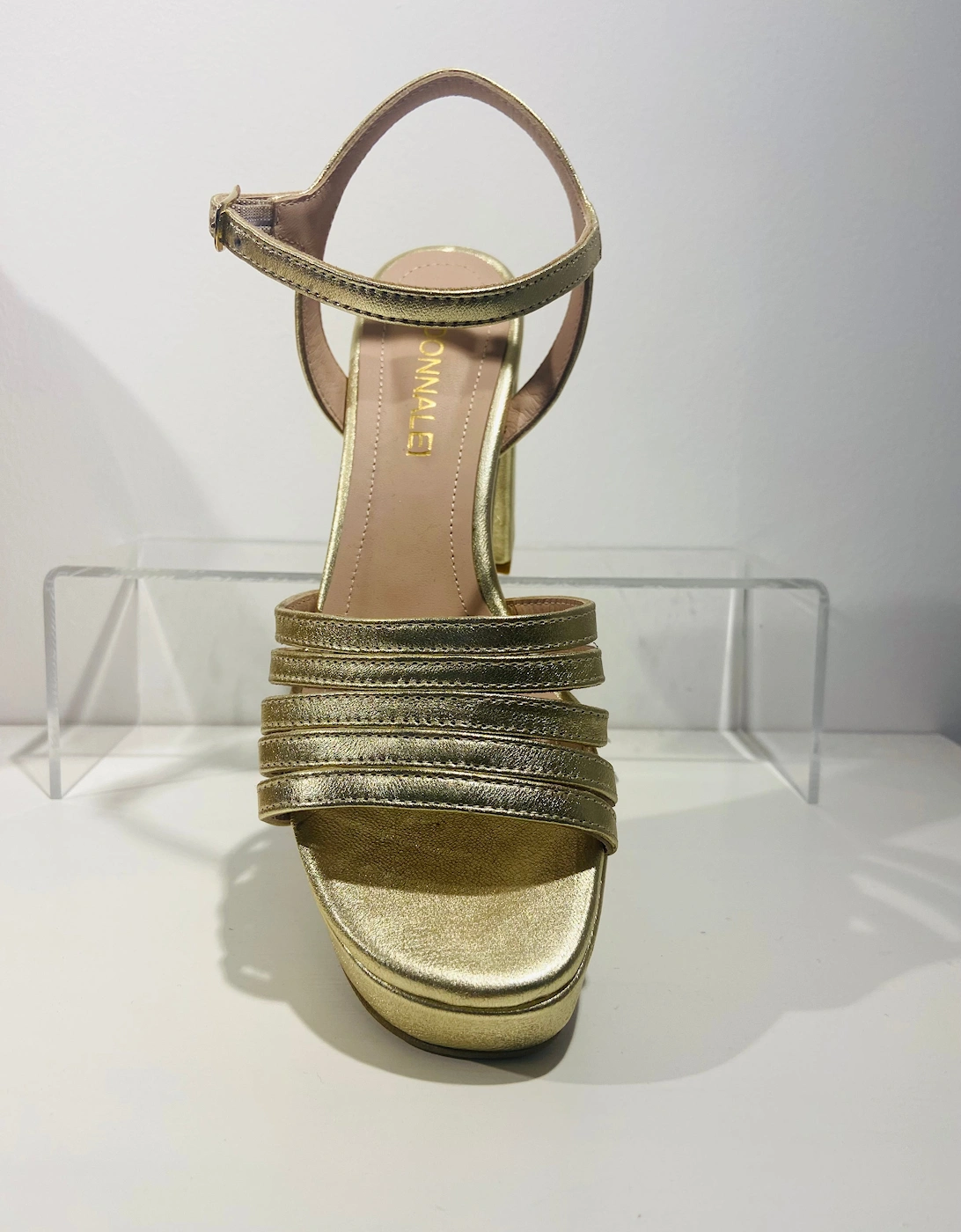 Gold platform strap sandal