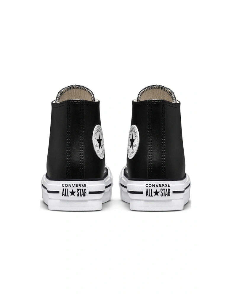 Kids Girls Leather Eva Lift Hi Top Trainers - White/Black