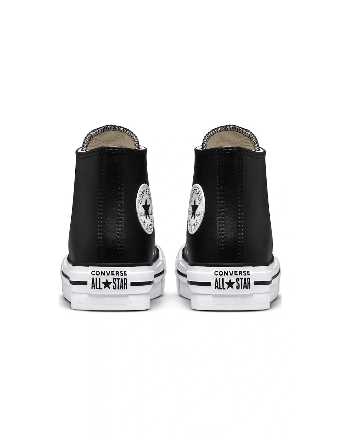 Kids Girls Leather EVA Lift Hi Top Trainers - Black/White