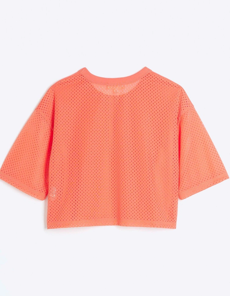 Girls Ri Active Mesh Back Crop T-Shirt - Orange