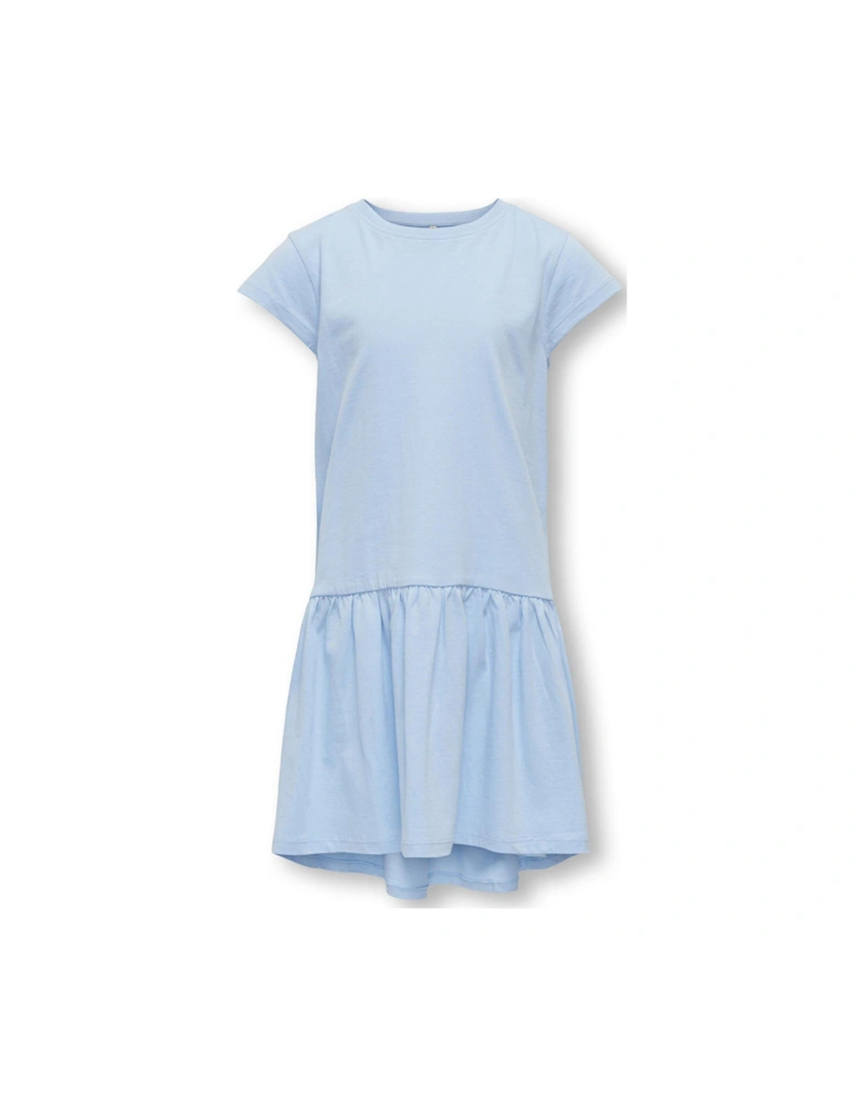 Girls Short Sleeve Jersey Dress - Light Blue