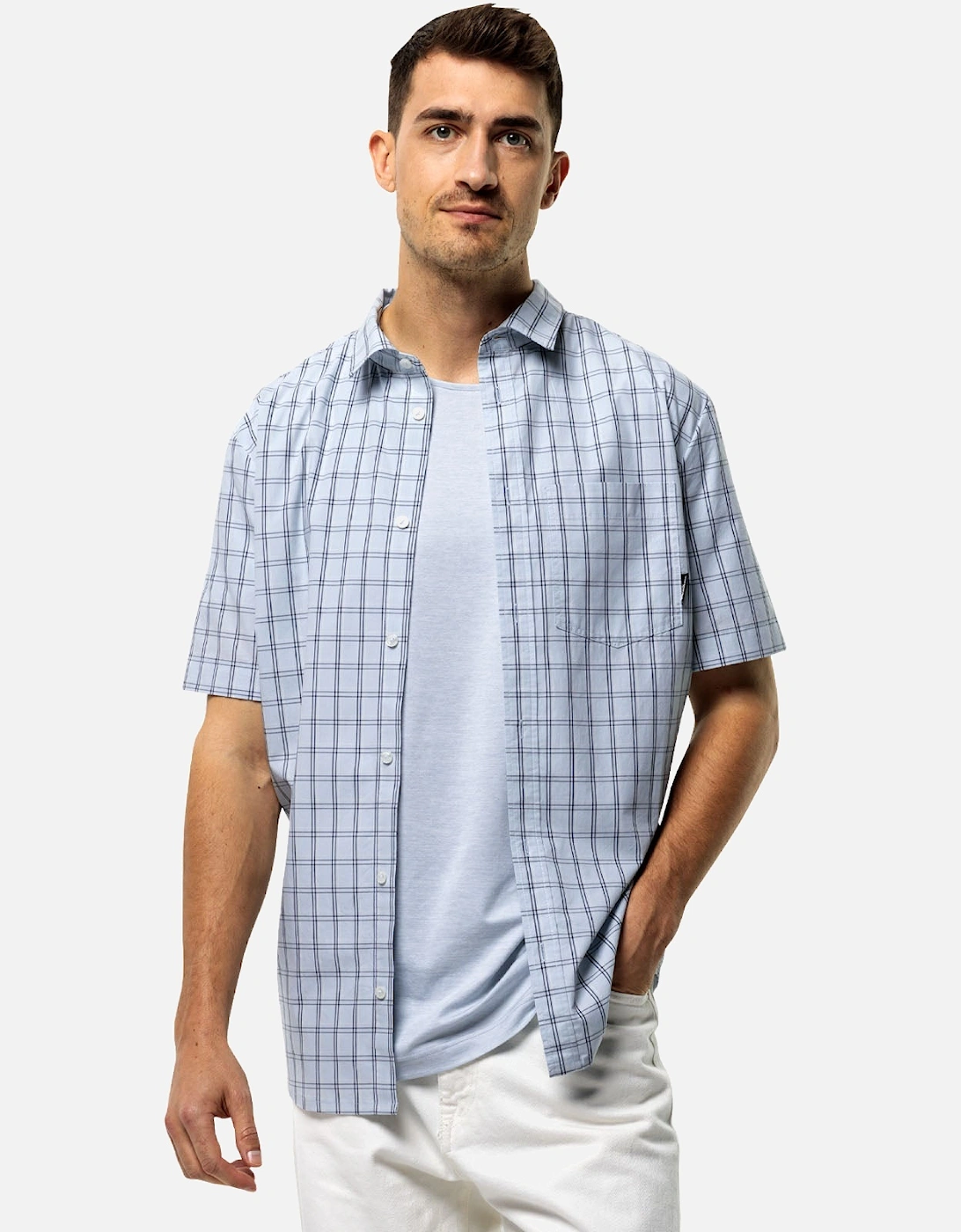 Mens Hot Springs Short Sleeve Check Shirt, 2 of 1