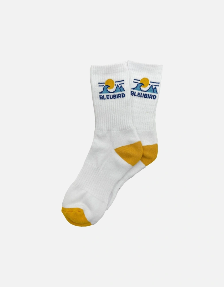 Unisex Horizon Cushioned Crew Length Socks - White