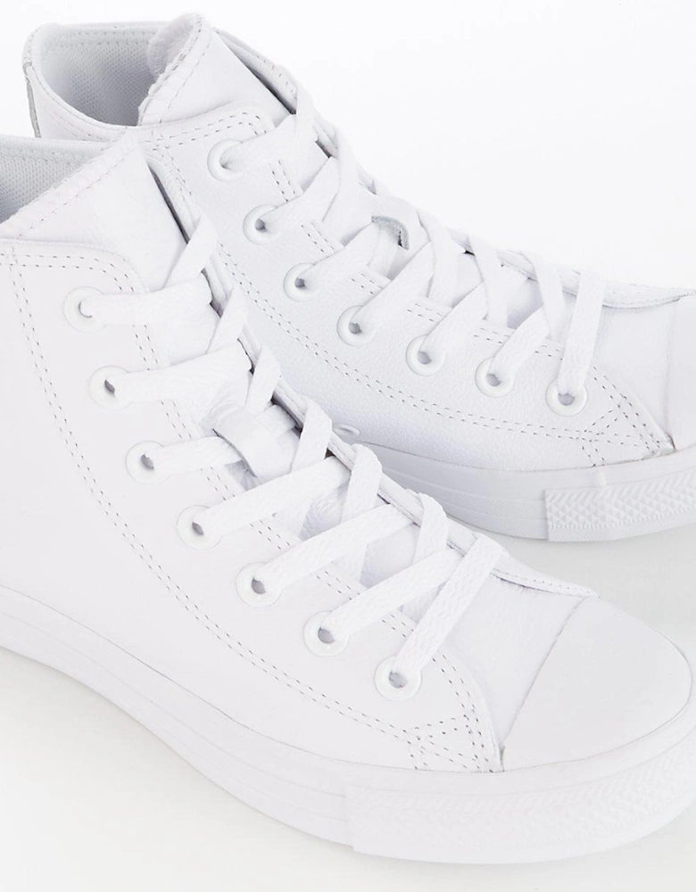 Unisex Leather Hi Top Trainers - White