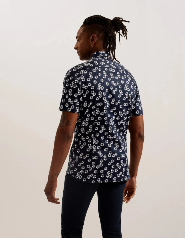 Alfanso Mens Floral Print Short Sleeve Shirt