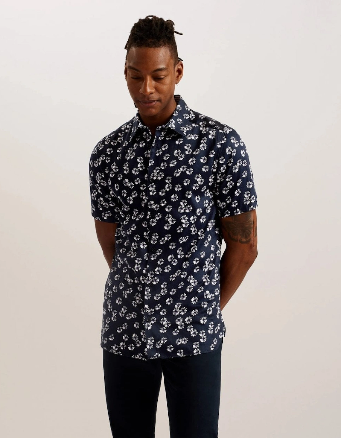 Alfanso Mens Floral Print Short Sleeve Shirt, 7 of 6