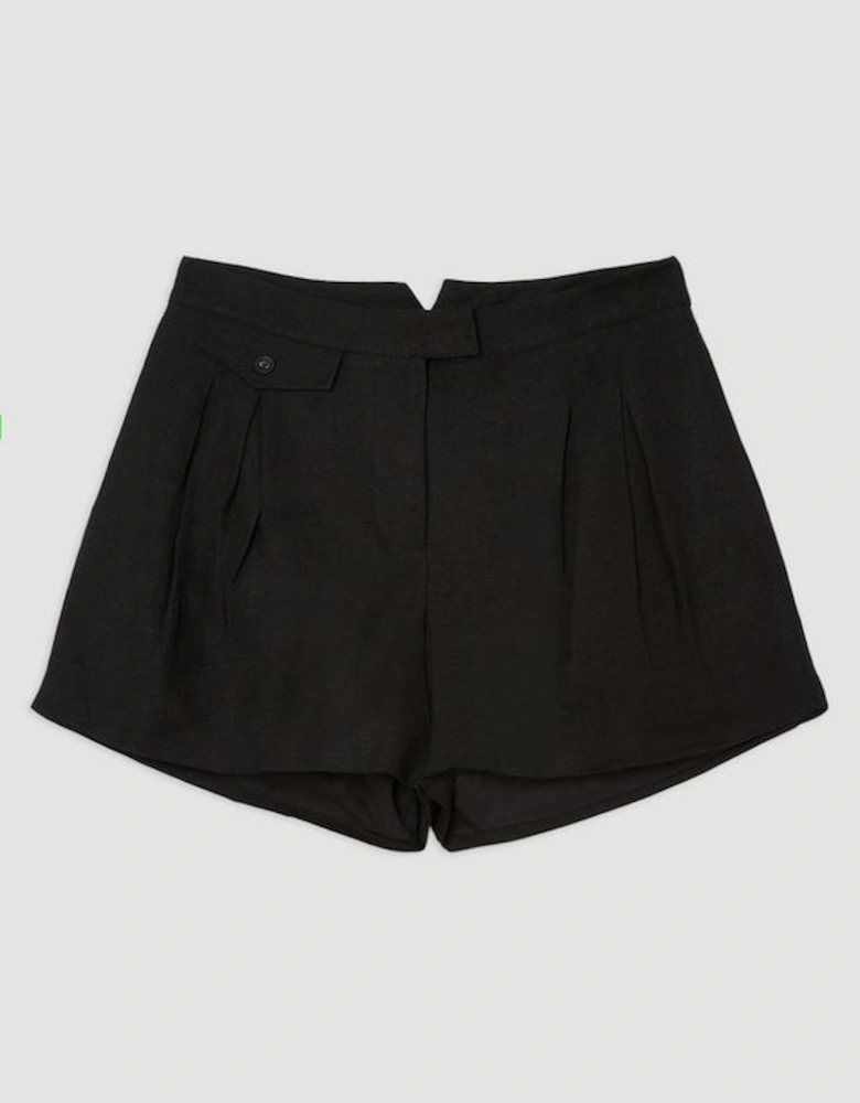 Viscose Linen Buckle Detail Shorts