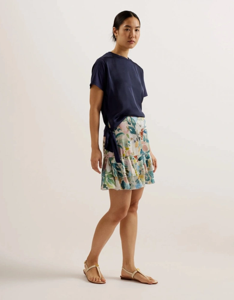 Pragsea Womens Tiered Mini Skirt With Slits