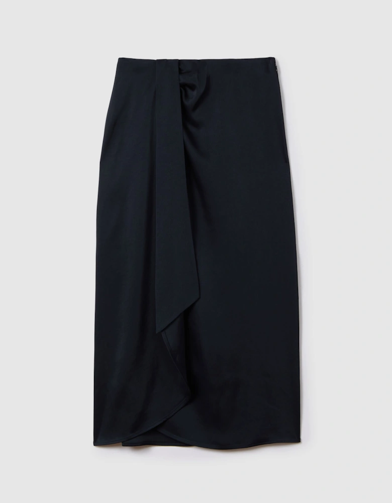 High Rise Wrap Midi Skirt