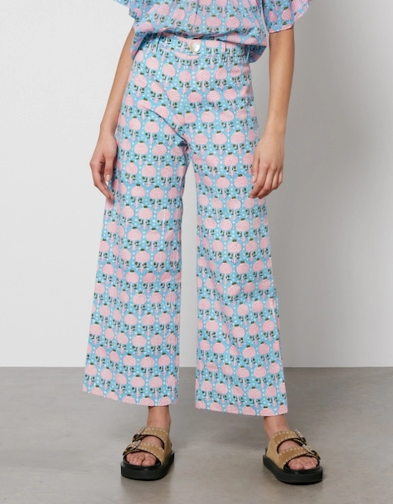 Disco Printed Denim Wide-Leg Trousers