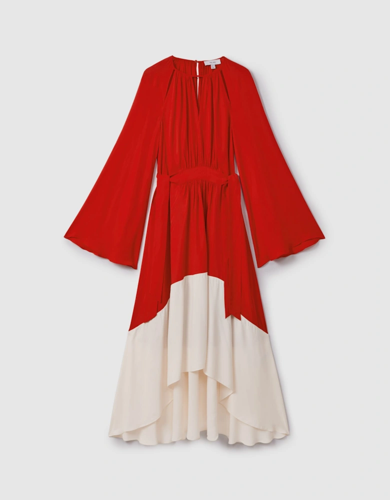 Colourblock Fit-and-Flare Midi Dress