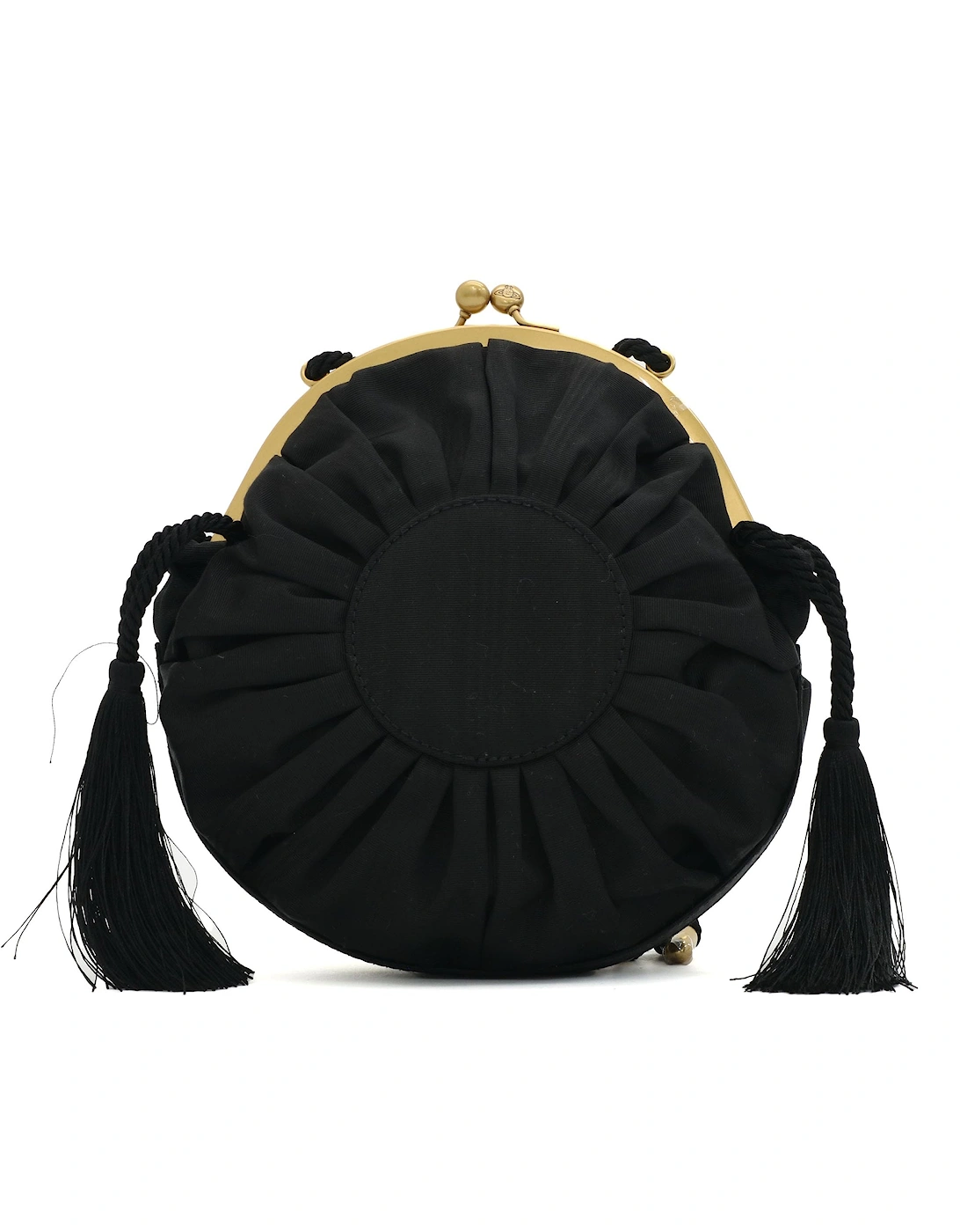 Rosie Circle Tassle Black Clutch Bag