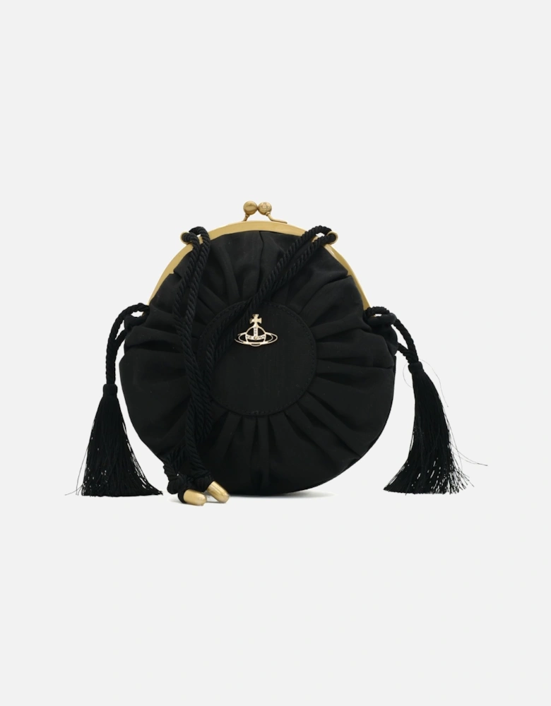 Rosie Circle Tassle Black Clutch Bag