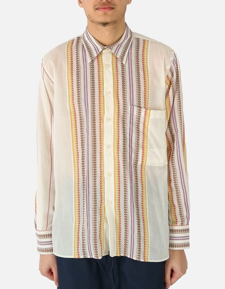 Square Pocket Marla Stripe Beige Shirt