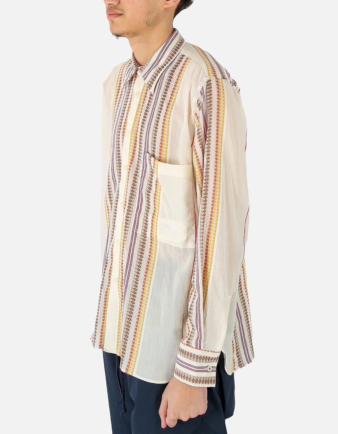 Square Pocket Marla Stripe Beige Shirt