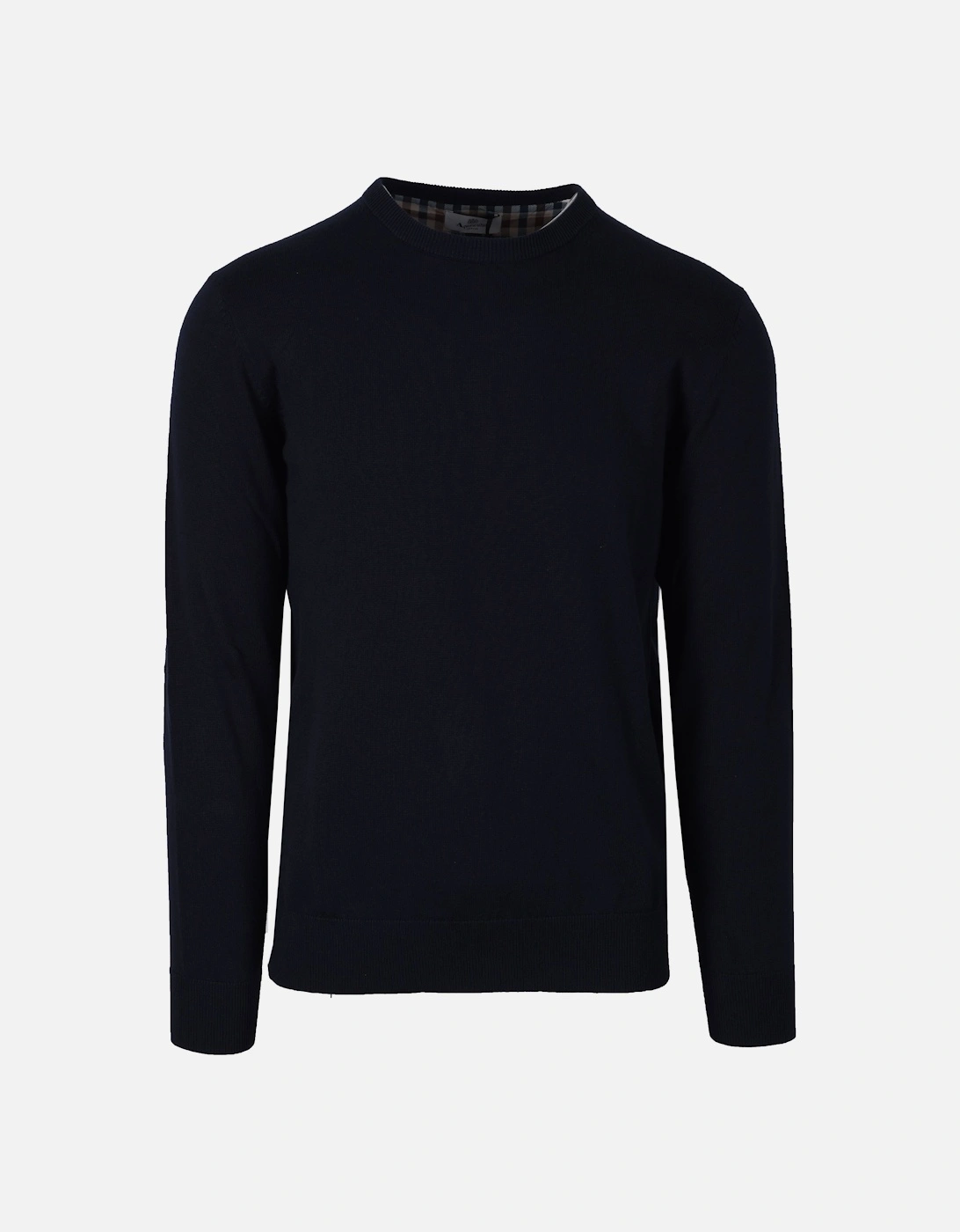 Check Sleeves Patch Crew Neck Knitwear Navy, 5 of 4