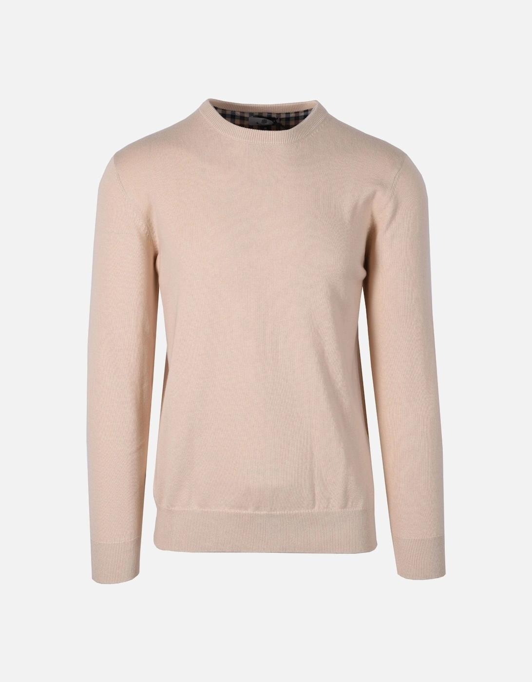 Check Sleeves Patch Crew Neck Knitwear Beige, 5 of 4