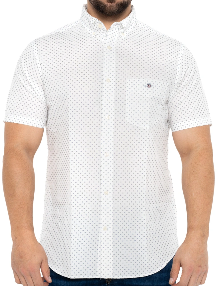 Mens Micro Print Short Sleeve Shirt (White)