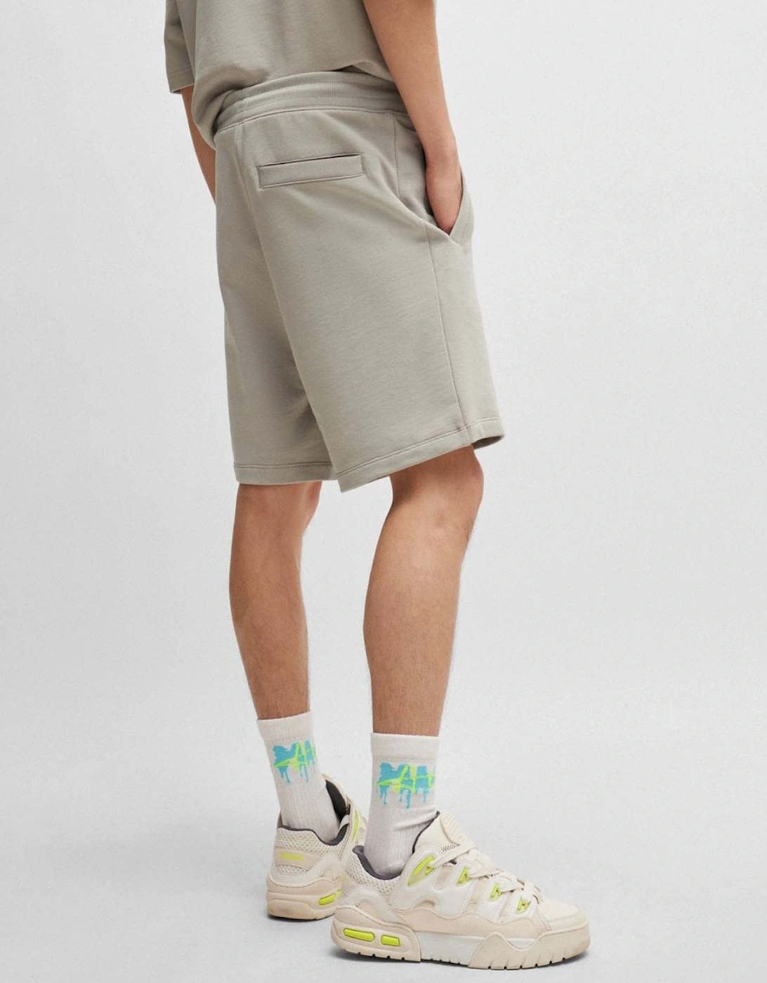 Diz222 Mens Cotton Terry Shorts with Logo Label