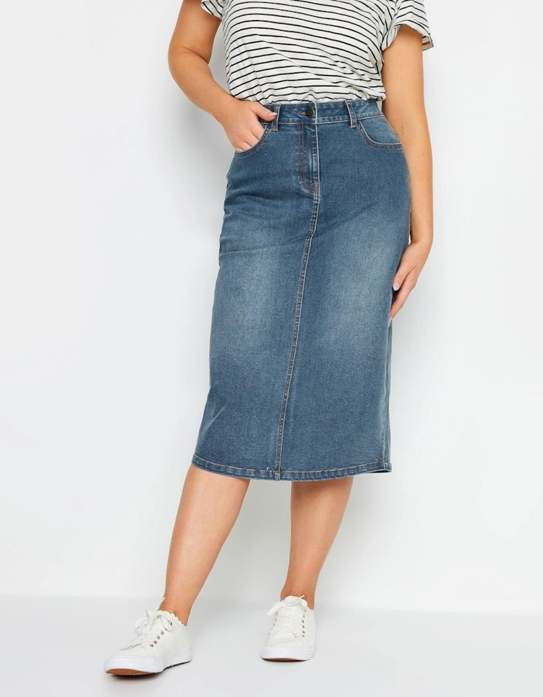 Petite Midwash Midi Denim Skirt