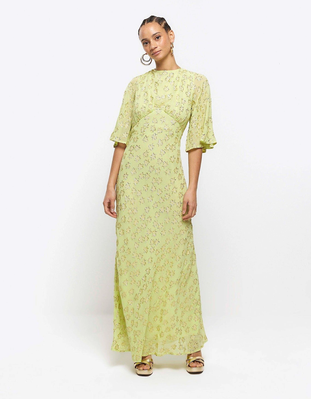 Lurex Star Maxi Dress - Lime, 2 of 1