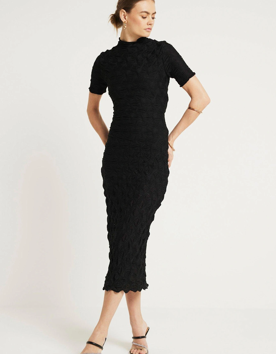 Textured Column Midi Dress - Black, 2 of 1