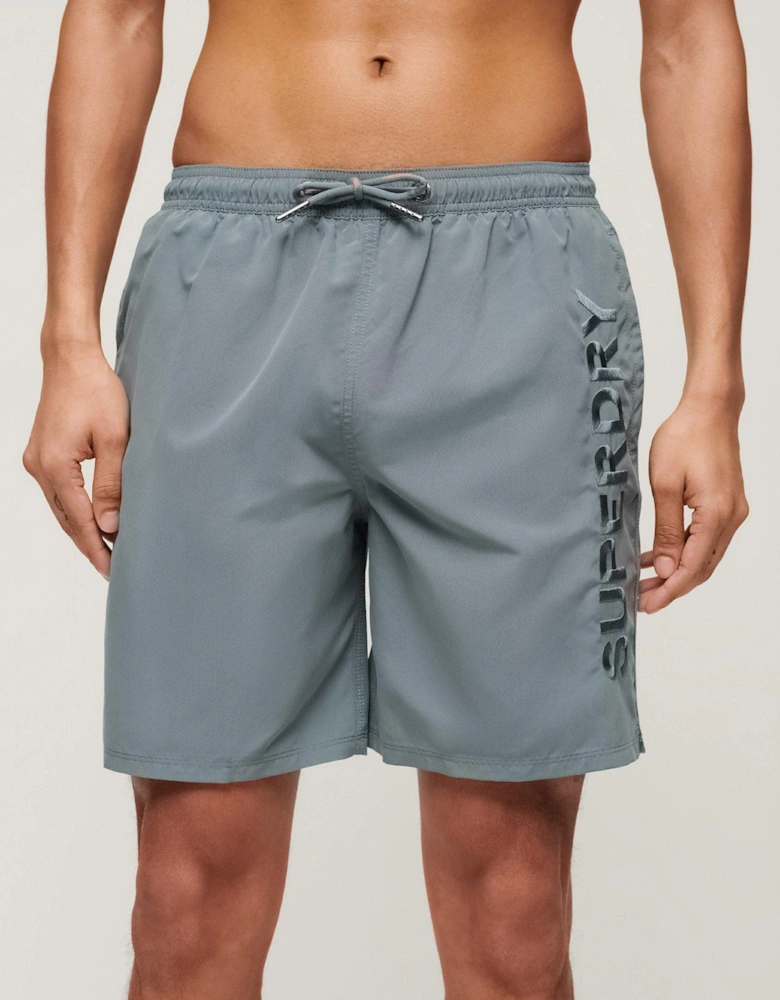 Premium Embrodied 17'' Swim Shorts - Blue