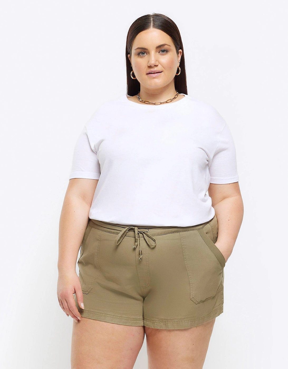 Plus Relaxed Fit Shorts - Khaki, 6 of 5