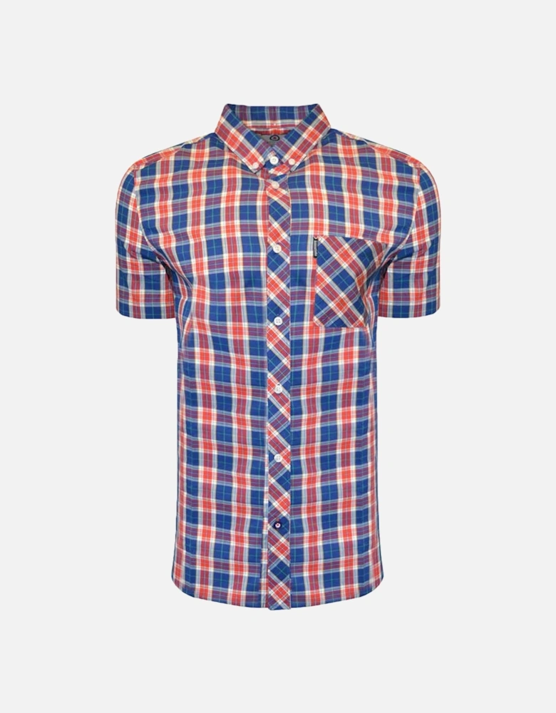 Mens Cotton Checked Shirt - Red/Navy