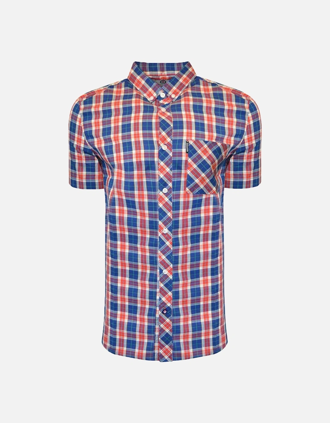 Mens Cotton Checked Shirt - Red/Navy, 2 of 1