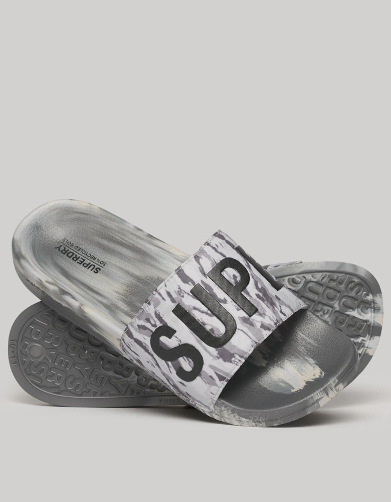 Camo Vegan Pool Slide - Dark Grey