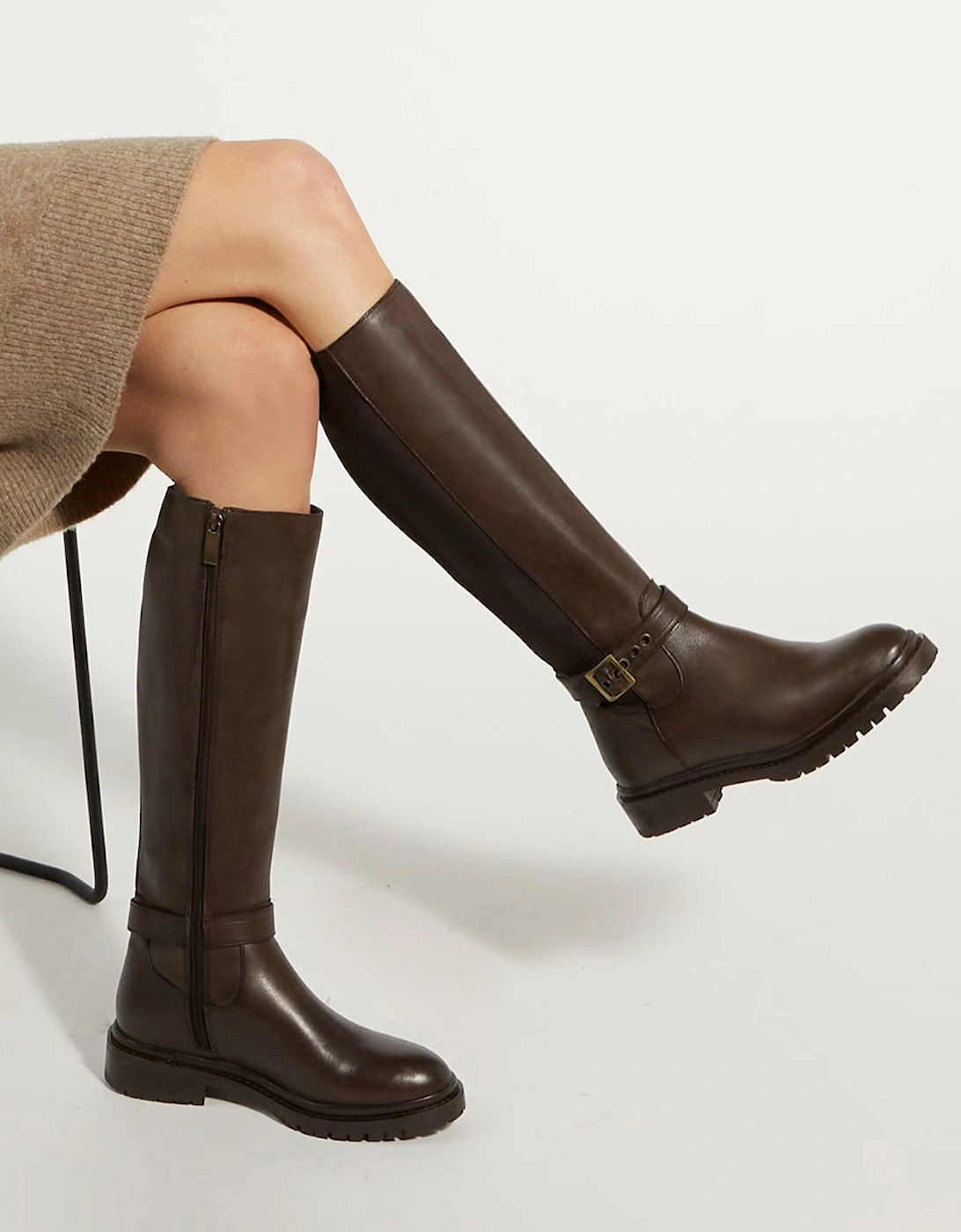 Ladies Teller - Buckle-Detail Casual Knee-High Boots
