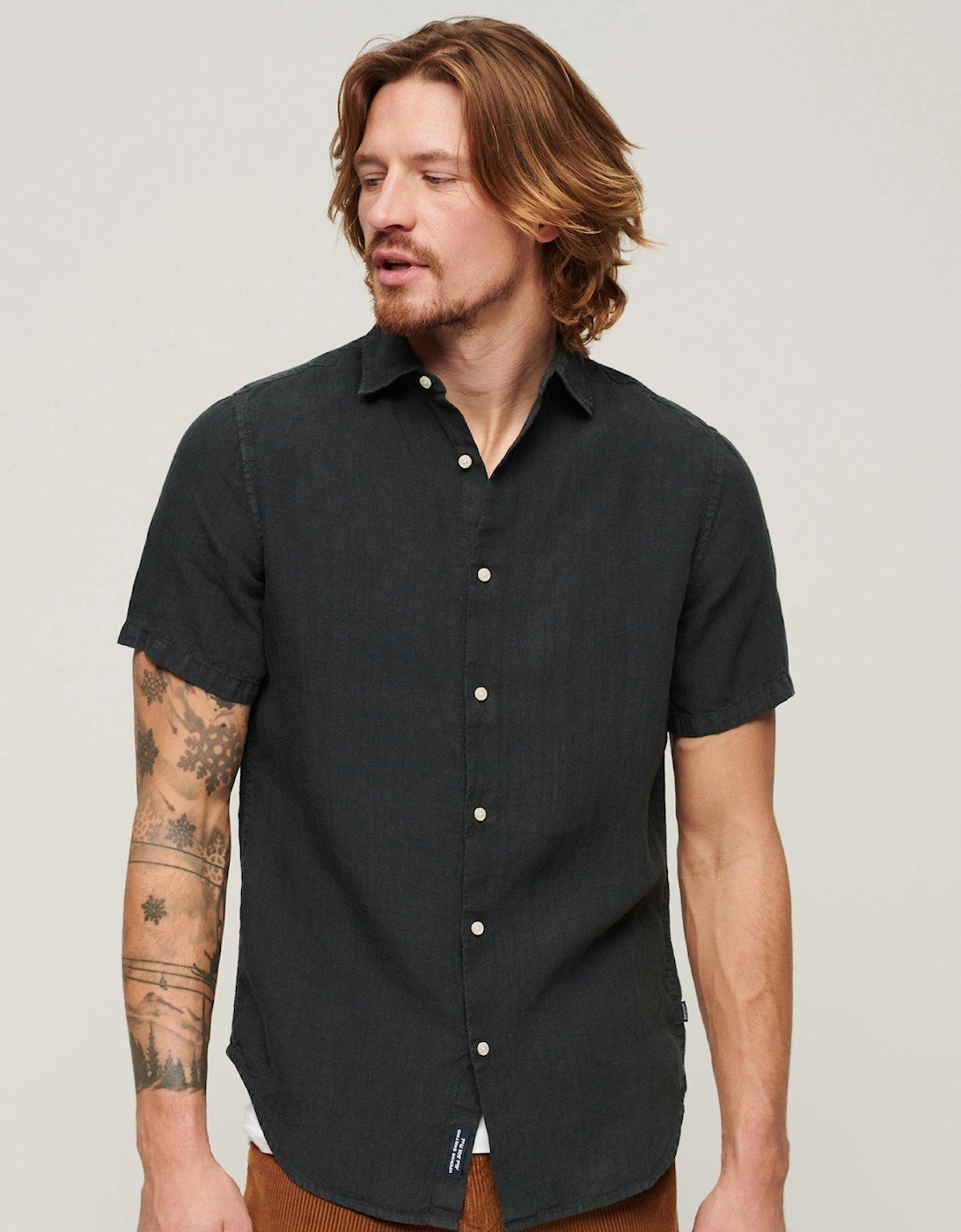 Studios Linen Short Sleeve Shirt - Black, 2 of 1