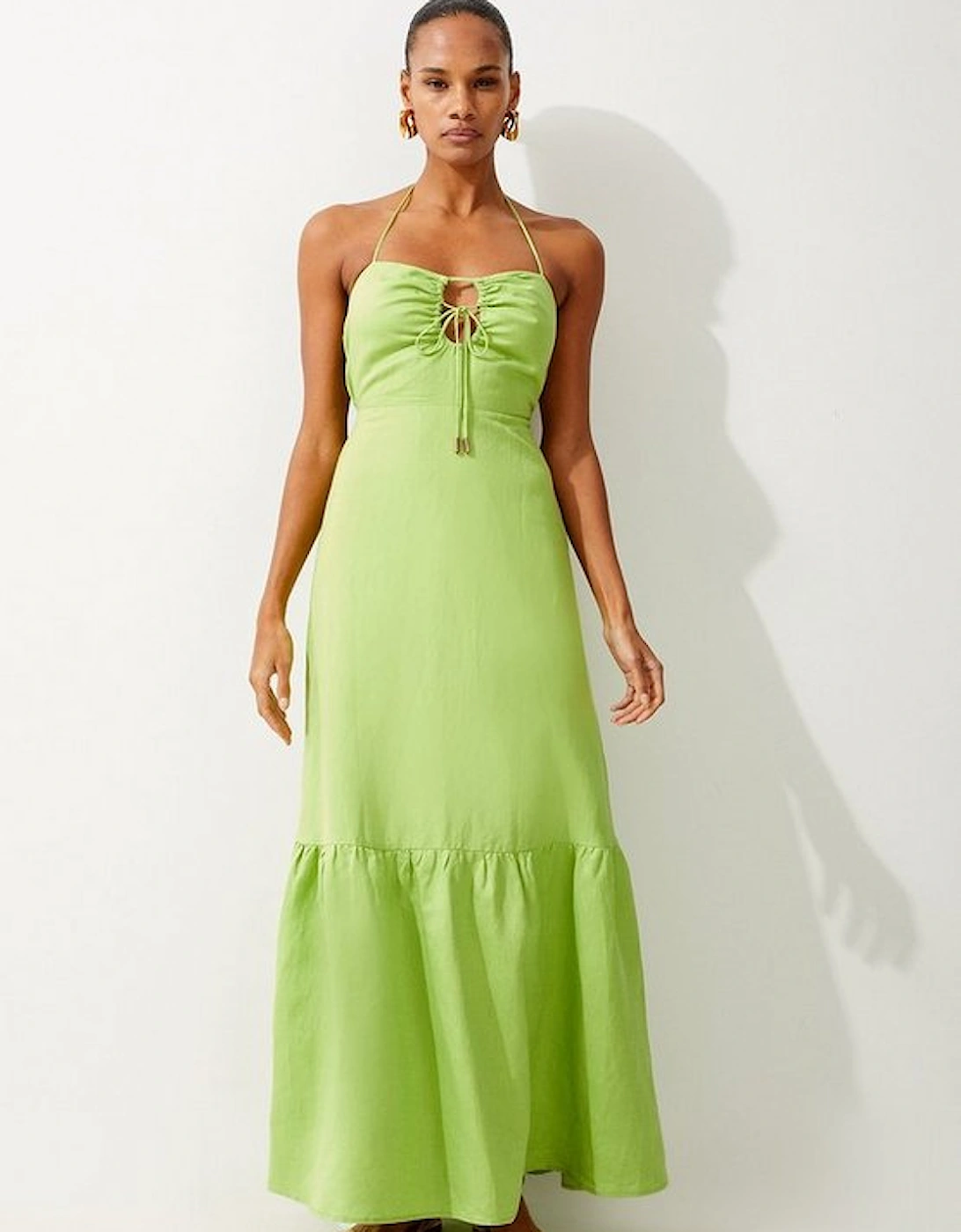 Viscose Linen Woven Maxi Beach Dress, 5 of 4