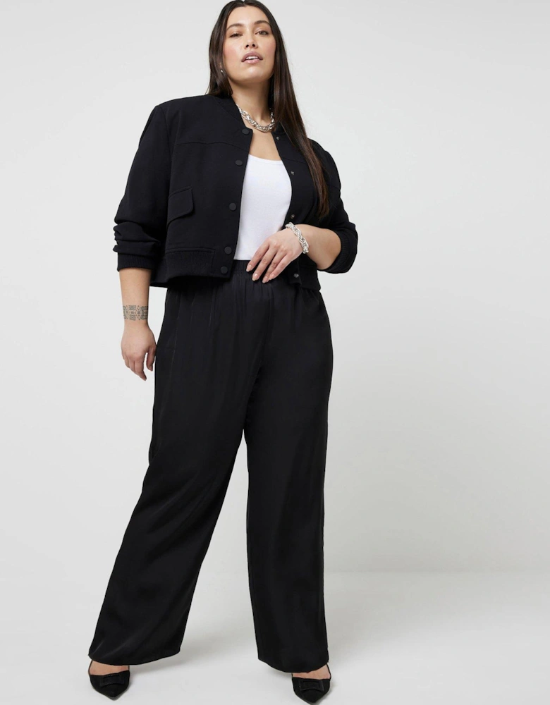 RI Plus Plus Pull On Satin Trouser - Black