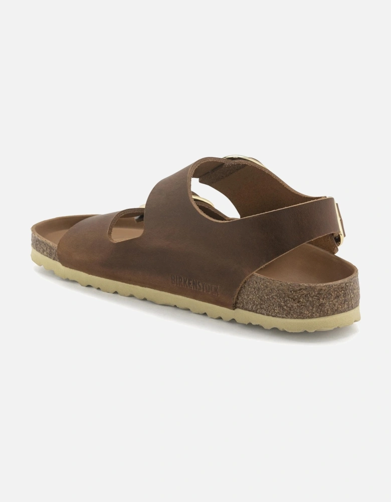 Milano Big Buckle Womens Oiled Leather Sandals