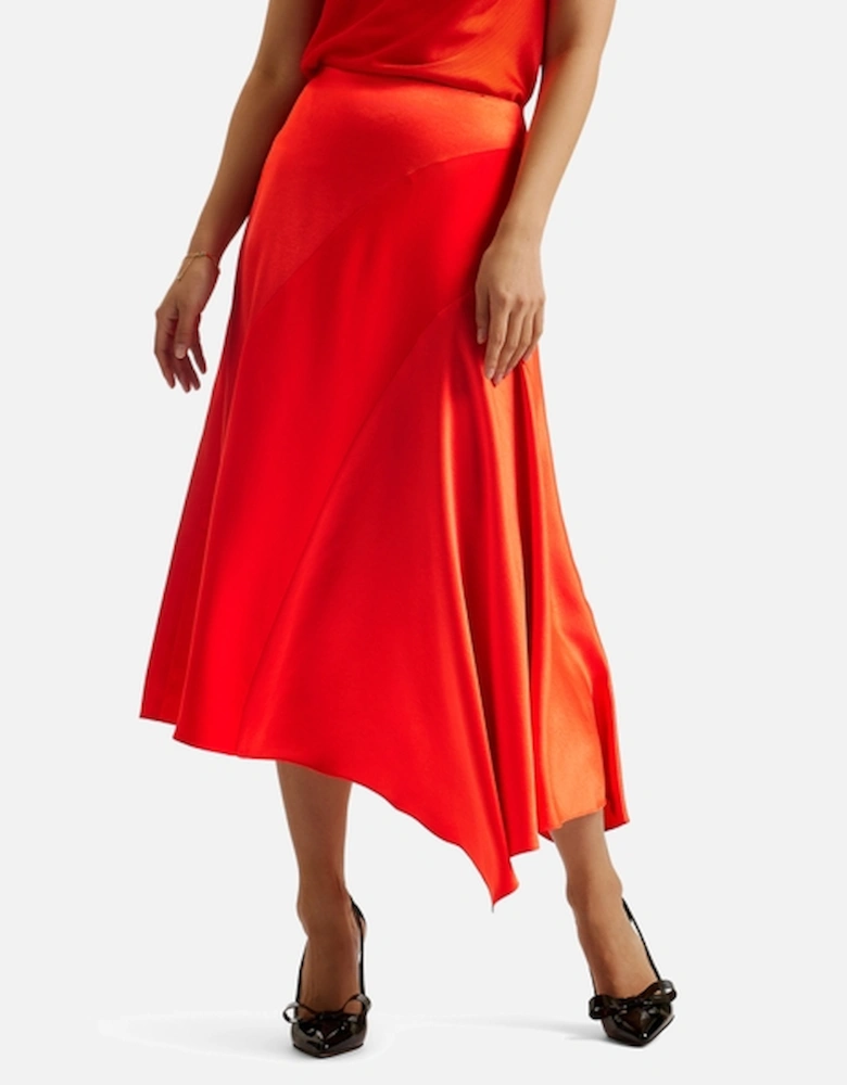 Bolsena Asymmetric Satin Midi Skirt