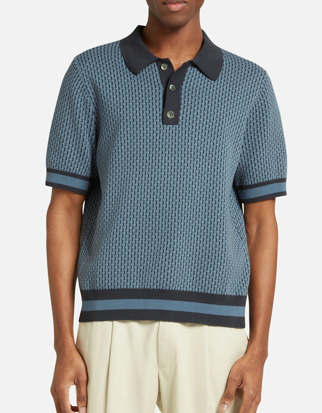 Geo Knitted Navy Polo, 5 of 4