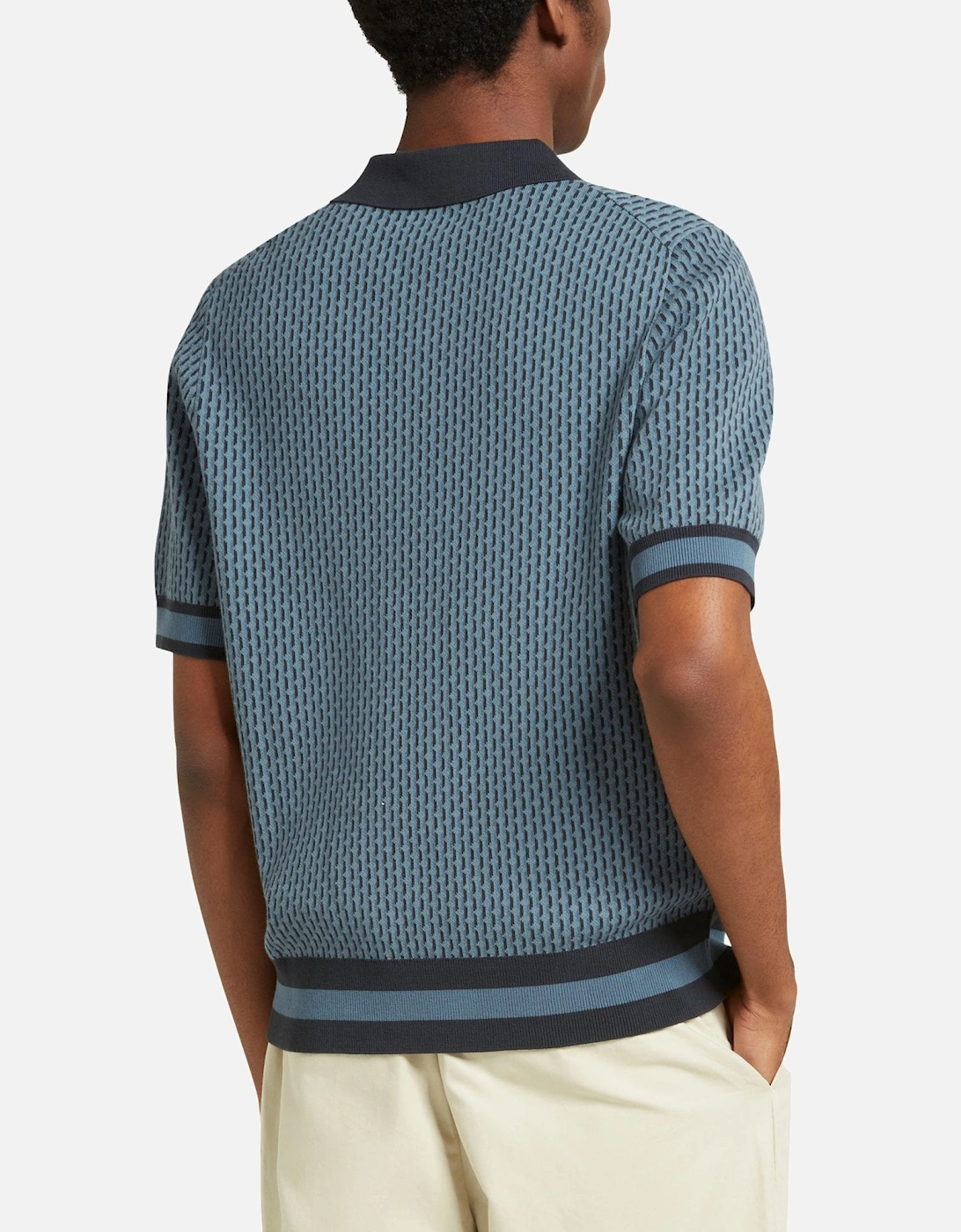 Geo Knitted Navy Polo